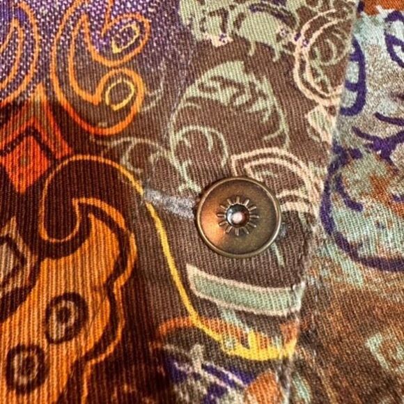 Chico's Women's Patchwork Blazer Jacket Size 1X  xL Scrolls Paisley Fall‎ Brown - Picture 13 of 14